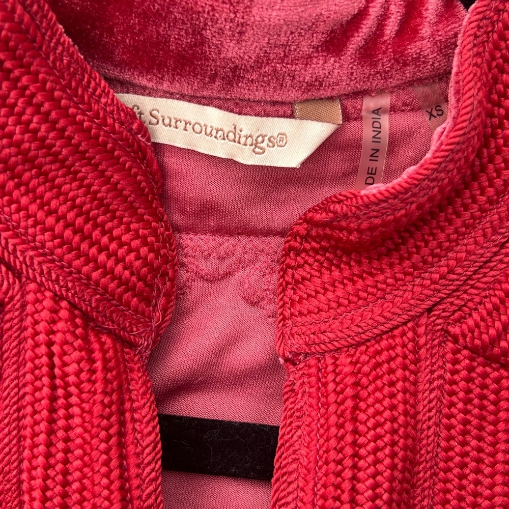 Soft Surroundings Red Velvet Embroidered Tunic Holiday Size XS - Picture 6 of 8